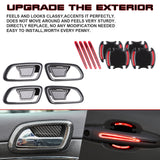Inner + Exterior Red Door Handle Bowl Cover Trim For Jeep Grand Cherokee 2011-19