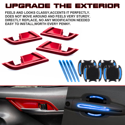 Set Inner + Exterior Door Handle Cover Trim Sticker For Camry 8th 2018 2019 2020 2021 2022 2023 2024