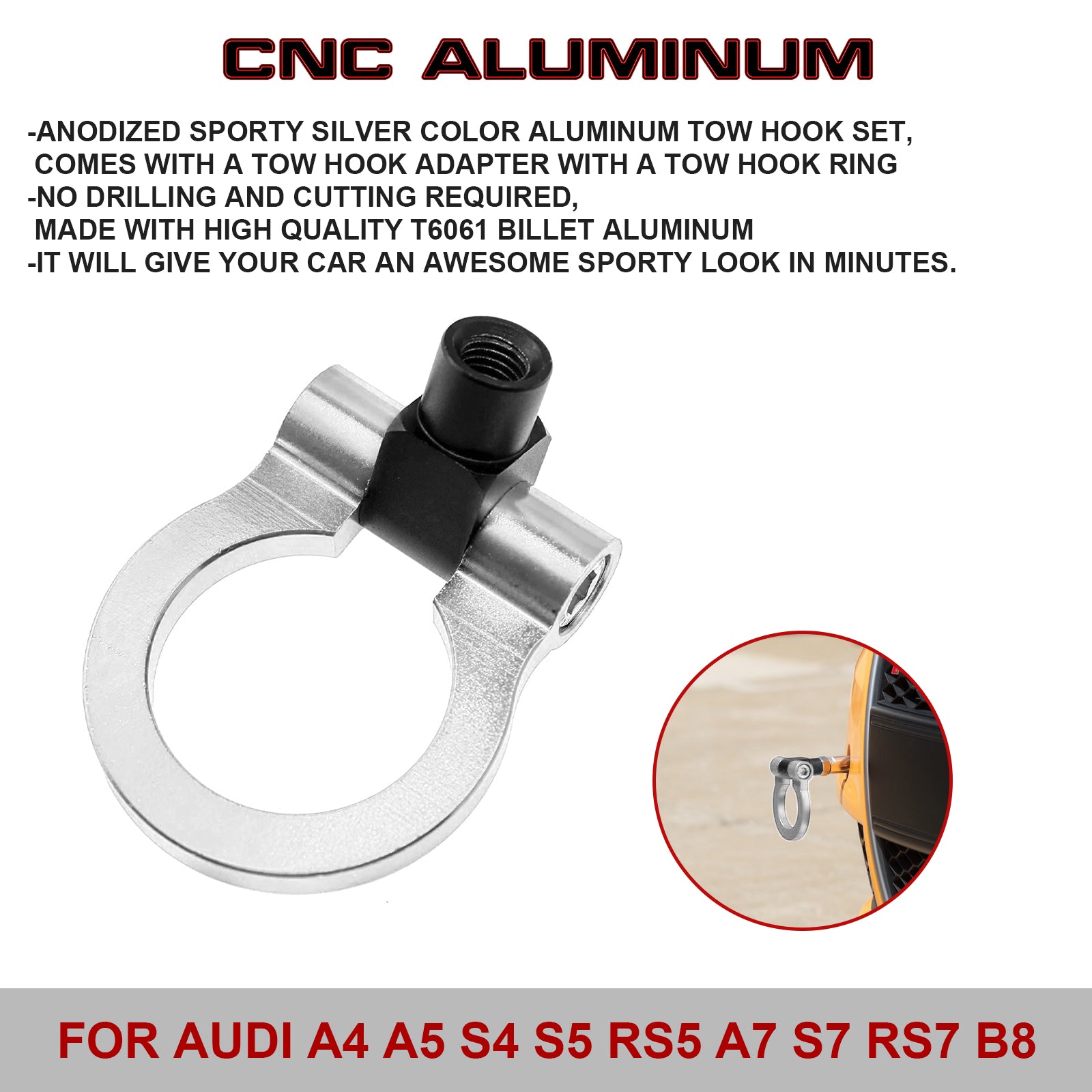 Xotic Tech Anodized Aluminum Tow Hook Set – Racing Look For Audi A4/S4/A5/S5/RS5/A7/S7/RS7