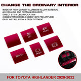 Red Aluminum Electronic Handbrake Button Cover Trim For Toyota Highlander 2020+