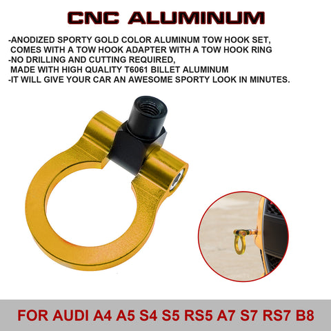 Set Anodized Alloy Gold Track Racing Style Tow Hook For Audi A4/S4 B8 2008-2019