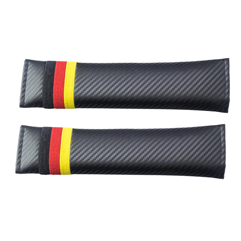 Embroidery Black Carbon Fiber Seat Belt Cover Shoulder Pad with Germany Flag