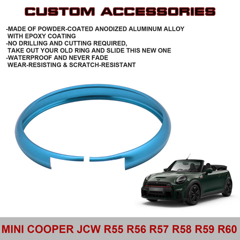 Sky Blue Aluminum Remote Control Key Ring Rim Surrounding For Mini Cooper JCW R55 R56
