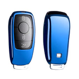 Blue Soft TPU Full Protect Smart w/Button Key Fob Cover For Mercedes-Benz C E S