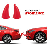 2Pcs Red Devil Bull Horn Antenna Roof Stickers Decor For Car Front Rear Bumper