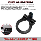 Set Black Track Racing Aluminum Tow Hook Ring For Honda Fit Acura TL 2006-2008