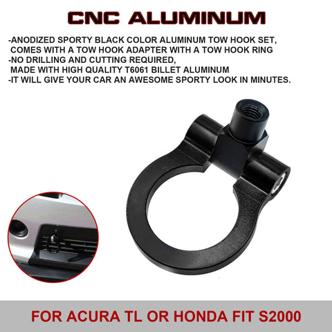 Set Black Track Racing Aluminum Tow Hook Ring For Honda Fit Acura TL 2006-2008