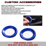 2pcs Glossy Blue Door Audio Speaker Circle Cover For Honda Civic 10th 2016-2021