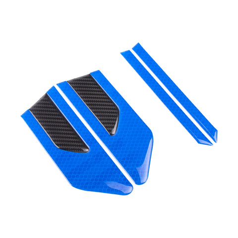 Blue Reflective Carbon Fiber Car Side Door Warning Protector Guard Decals 11.6"