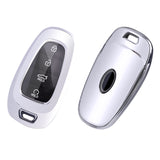 Silver Soft TPU Full Protect Smart Key Fob Cover For Hyundai Sonata 2020-2022