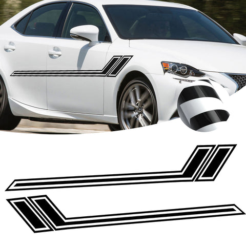 Side Door Skirt Vinyl Stripe Decal Sticker, Glossy Black Hockey Sporty Graphic Style (Length 67")