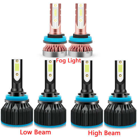 6pcs Ice Blue LED Headlight + Fog Driving Light Bulbs Combo Kit for Toyota Tacoma 2016-2019