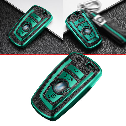 Green Leather TPU Key Fob Case Cover Shell Holder For BMW F12 F20 F21 F30 F31