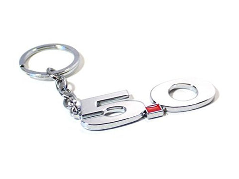 5.0 Silver Chrome Finish Key Chain Fob Ring Keychain For 2011~2014 Mustang GT 500 Cobra