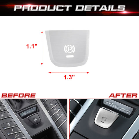 Car Interior Parking Brake P Button Switch Knob,Handbrake Button Frame Decoration Cover Sticker Compatible with Porsche Macan 2014-2021 (Silver)