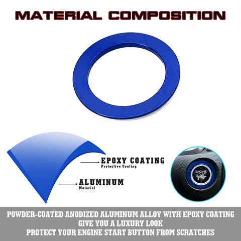 Sport Blue Engine Start Button Ring Decor Cover Trim For Honda Civic Accord 10th