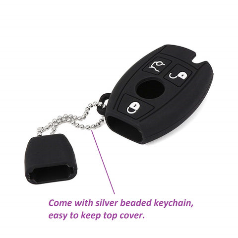 Silicone Key Fob Case Cover Full Sealed Key Protector for Mercedes Benz C E S CLS CLA GL Class 3-button Smart Key