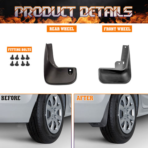 4pieces Car Mudguard Fender Mud Flaps Splash Guards For Hyundai Sonata 2011-2014