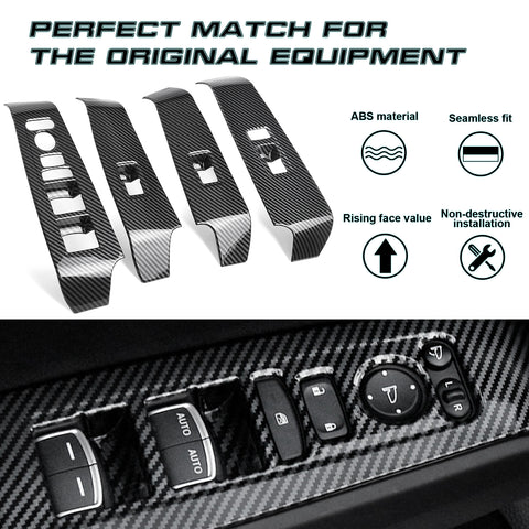 4x Carbon Fiber Pattern Window Switch Cover Trim For Honda Civic 11th Gen 2022