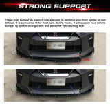 2pc Adjustable 7.87'' Front Bumper Lip Splitter Diffuser Strut Rod Tie Bars Compatible with Most Vehicles [Blue]