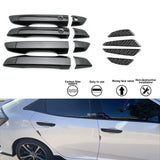 Carbon Fiber Style Smart Door Handle + Door Edge Guard Trim For Honda Civic 2016-2021