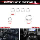 6pcs Centre Console AC Climate Control/Radio Volume Tune Switch Knob Surrounding Ring Decoration Covers Compatible with Ford F150 XLT 2016-2020 (Silver)