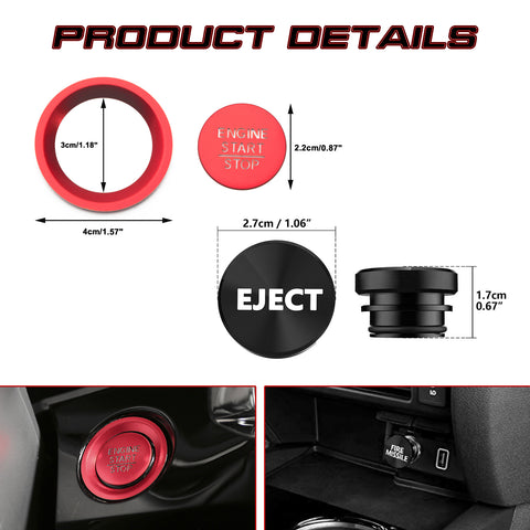 Engine Start + Black Cigarette Lighter Eject Button Trim For Honda Civic 2022