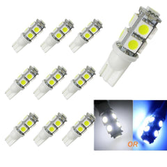 10x T10 168 194 LED White\ Blue 501 W5W 9-SMD Side Wedge License Light Bulbs 2825 192