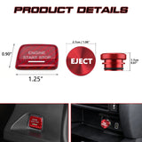 Red Carbon Fiber Engine Start + Cigarette Lighter Eject Button Trim For Chevy C7