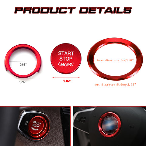 Red Start Stop Button Steering Wheel Logo Ring Cover For BMW 1 2 3 4 Series X1