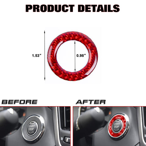 For Infiniti Q50 Q60 Red Carbon Fiber Engine Start Stop Button Ring Trim Cover