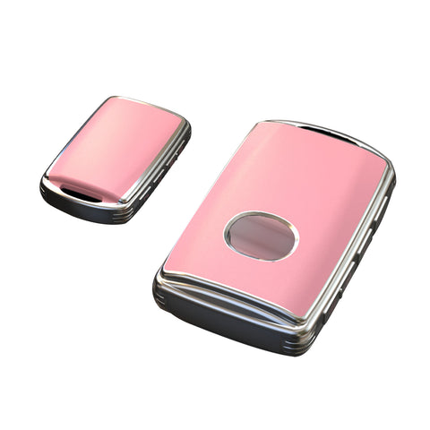 Pink TPU Sand Leather Full Protect Remote Key Fob Cover For Mazda CX-9 2020-21