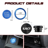 Blue Aluminum Engine Start + Black Cigarette Lighter Eject Button Trim For Audi