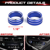 2PCS Blue AC Knob Control Ring Surround Decoration Trim For Toyota Camry 2021-up