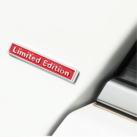 1pc Limited Edition Logo Emblem Metal Badge Sticker Decal for Side Fender Trunk Compatible with Audi A4 A6 Q5 Q7 (9.5cm x 1.5cm Red)