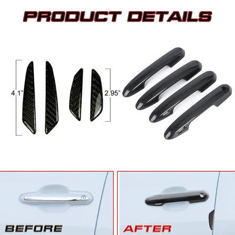 Carbon Fiber Style Door Handle+Door Edge Protect Trim For Toyota Rav4 2019-2024