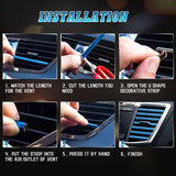 10pcs Car Accessories Interior Soft PVC AC Air Conditioner Outlet Overlay Strip Decoration Cover Trim Kit Universal Fit, Blue