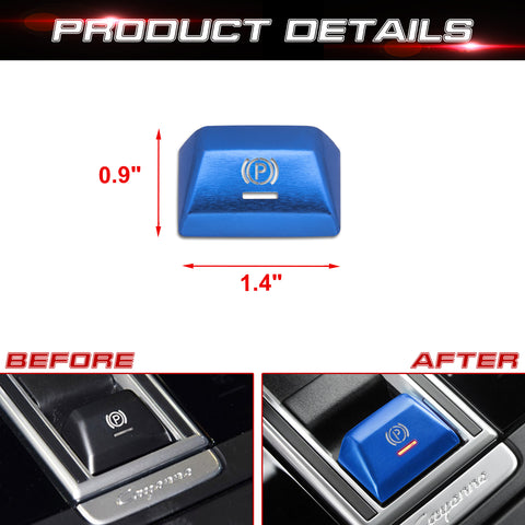 Car Interior Parking Brake P Button Switch Knob,Handbrake Button Frame Decoration Cover Sticker Compatible with Porsche Cayenne Panamera 2018-2021 (Blue)