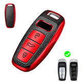 Red Soft TPU Leather Anti-dust Full Seal Remote Key Fob Cover For Audi A6L A7 A8