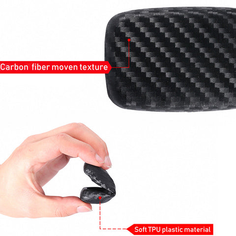 Carbon Fiber Style Key Fob Cover with Keychain - Black TPU Remote Smart Key Case Protector for Range Rover Jaguar