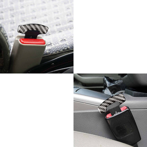 Universal Carbon Fiber Car Safety Seat Belt Buckle Alarm Stopper Clip Clamp