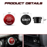 0.9" Red Carbon Engine Start + Black Cigarette Lighter Eject Button Trim For BMW