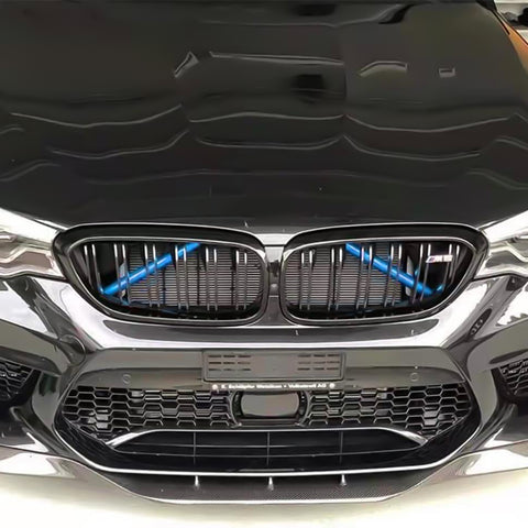 Front Grille Insert Trims Stripes, Front Center Kidney Grilles Trim Compatible with BMW 3 Series G20 G21 2020-2022 (Blue)