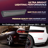 Rear Side Marker Light Compatible For Dodge Challenger 2008-2014, Dodge Charger 2011-2014 LED Red Rear Bumper Sidemarker Light Fender Parking Lamp Assemblies, Smoked Lens