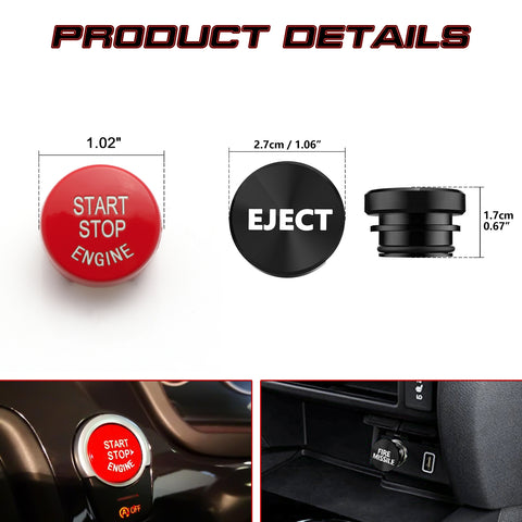 Red Engine Start + Cigarette Lighter Eject Button Trim For BMW F20 w/OFF Button