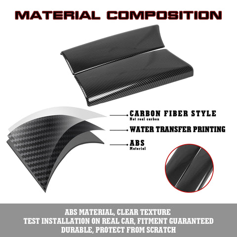 Inner Armrest Storage Box Cover Trim Center Console Protector Cap, Carbon Fiber Pattern, Compatible with Mercedes Benz C Class W205 2015-2021, GLC Class W253 2016-2021