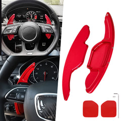Steering Wheel Paddle Shifter Cover Trim, CNC Aluminum Alloy, Compatible With Audi A3 A4 A5 A6 A7 A8 S3 S4 S5 S6 S7 S8 RS3 RS6 Q3 Q5 SQ5 Q7 (Red)