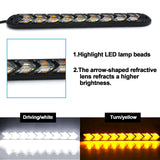 Switchback Flowing Strip Arrow Turn Signal Driving Fog Light Universal fit Most Cars, Trucks and SUVs, 9 SMD White & Amber