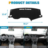 Center Console Dashboard Mat Pre-Cut Non-Slip Sunshield Sun Glare Protector Dash Carpet Pad Black Cover Compatible with Hyundai Sonata 2015-2019