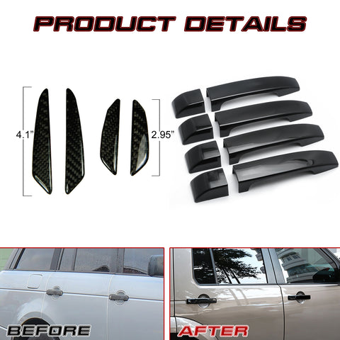 Gloss Black Door Handle+Door Edge Protect Trim For Land Rover Freelander 2 06-09